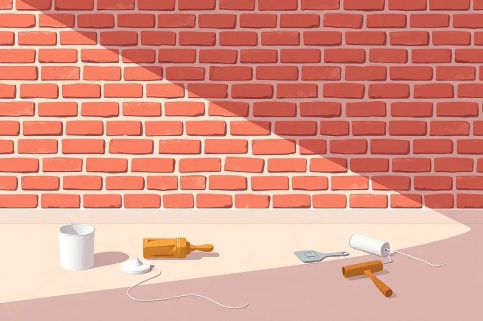 Outils de peinture disposés dans l'ordre des étapes du chantier